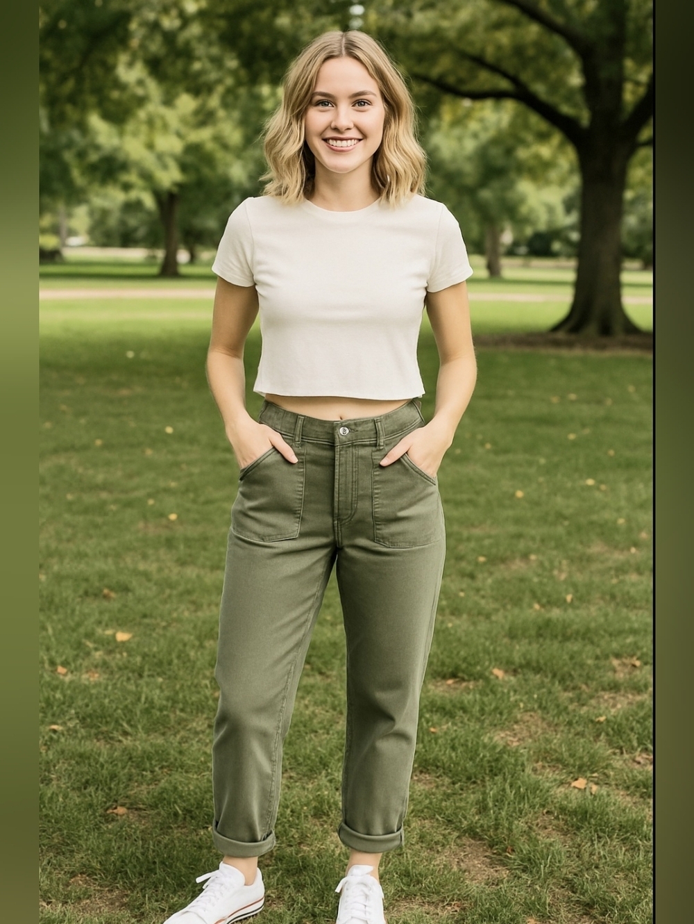 J Jill High-rise Straight Jeans Rolled Cuff Ankle Sage Green Elastic Back 16